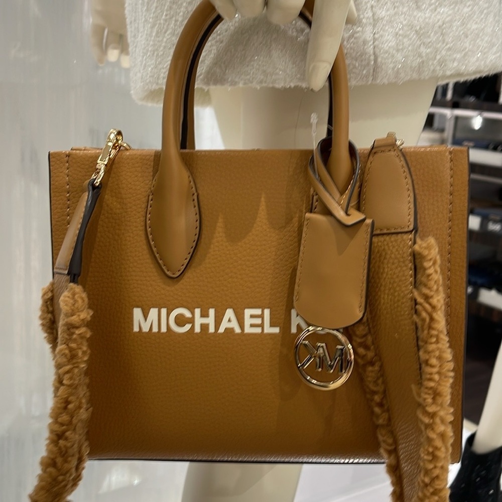 Michael Kors Mirella Small Pebbled Leather Shopper Top Zip Crossbody XBody Bag - Picture 16 of 16